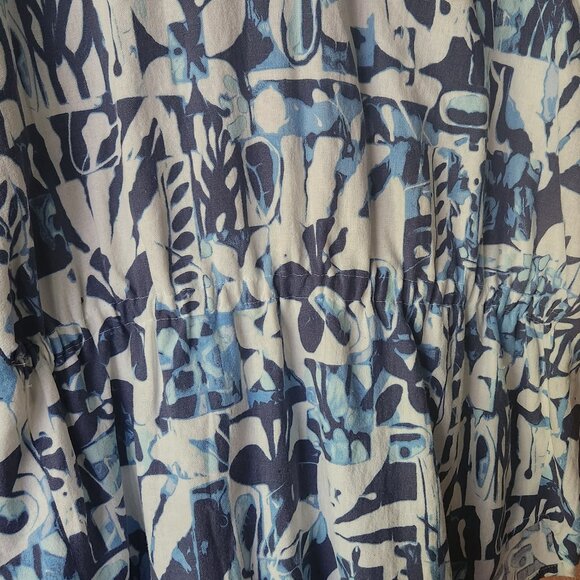 Vintage Hand-made Blouse with funky pattern and elastic gather waist in back - Picture 3 of 8